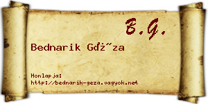 Bednarik Géza névjegykártya